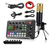 Kit microfono per podcast, microfono a condensatore BM-800 con scheda audio live F998, set di attrezzature per podcast con funzioni di modificatore vocale e mixer per registrazione e trasmissione in