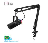 Kit microfono XLR dinamico FIFINE con braccio braccio per Mixer, Set microfono USB da gioco con RGB, controllo del Volume per PC PS5/4 amplificatore AM8T AM8T