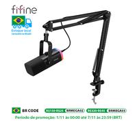 Kit microfono XLR dinamico FIFINE con braccio braccio per Mixer, Set microfono USB da gioco con RGB, controllo del Volume per PC PS5/4 amplificatore AM8T