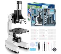Kit Microscopio per Bambini 100X-1200X: Microscopio Ottico per la Scoperta della Biologia STEM - Set Microscope con Telaio in Metallo, Vetrini, Scatola Portaoggetti, Regalo Educativo per Ragazzi 6-12