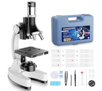 Kit Microscopio Professionale Bambini 100X-1200X: Microscopio Ottico per Ragazzi Scoperta STEM Biologia - Set Scienza con Vetrini Microscope, Scatola Trasporto - Regalo Educativo per Bambino 5-12 Anni