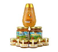 KIT MìELE 1 X 500 GR MìELE MILLEFIORI + 1 X 500 GR MìELE ACACIA + 1 X 350 GR SQUEEZER MIELE ACACIA + PZ 10 VASETTI MIELE DA 30 G ASSORTITI