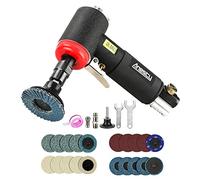 Kit Mini Smerigliatrice Angolare Pneumatica ad Aria Compressa 2000 Giri/min, Set Professionale completo di 20 Dischi Abrasivi da 2 Pollici per Macinazione e Levigatura
