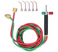 Kit mini torcia a ossigeno, pistola per saldatura a gas con 5 punte, adatta per tubi, riparazione e costruzione di gioielli, hobbisti, artigianato, micro ossigeno, acetilene/butano (verde)