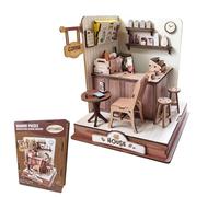 Kit Miniatura - Diorama 3D di un Caffè in Legno | Kit Per Costruire Una Casa Piccola | per Decorazione Scrivania Compleanno Casa Nuova Mensola Camera