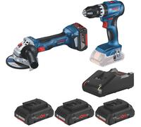 Kit Minismerigliatrice Gws 18 V 7 + Trapano Gsb 18 V 45 + Set Ricarica
