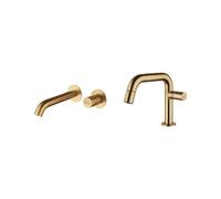 Kit miscelatori monocomando lavabo a parete e bidet colore ottone spazzolato Mam