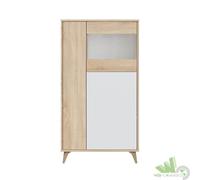 KIT MOBILE ARMADIETTO VETRINA 3 ANTE SOGGIORNO 77X33X142H CM ROVERE BIANCO