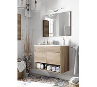 13Casa Oslo V01 Set Mobile Bagno + Specchio, Melamina, 80 x 45 x 64 cm