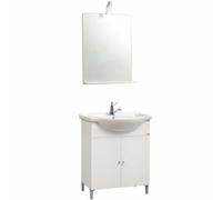 Kit Mobile bagno Desy Mobili in legno bianco con specchio e lavabo illuminazione