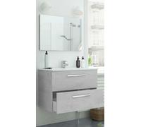 KIT MOBILE BAGNO SOSPESO CM.80X45X57H CON SPECCHIO FIN CEMENTO SENZA LAVANDINO