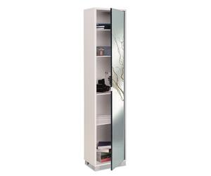 KIT MOBILE COLONNA 4 CON SPECCHIO H190 L43 P29 Cm RIPIANI FINITURA BIANCO FIAMMA