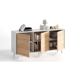 KIT MOBILE CREDENZA 3A ZAIKEN CM.154X41X75H. BIANCO / ROVERE