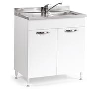 KIT MOBILE CUCINA BASE SOTTO LAVELLO 2 ANTE CM.80X50X85H BIANCO LAVELLO ESCLUSO