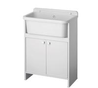 Negrari Lavatoio salvaspazio in PVC 55x34x80 cm con kit scarico autopulente - Bianco