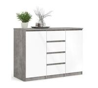 KIT MOBILE MULTIUSO 2 ANTE + 4 CASSETTI NAIA CM. 121X50X90H CEMENTO / BIANCO