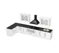 Kit mobili da cucina per casa delle bambole,7 pezzi 1:12 Mini armadio da cucina in legno per casa delle bambole, set di mobili da cucina moderna per casa delle bambole per la decorazione della ca