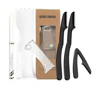 Kit modellante per barba, kit regolabile per la cura della barba da uomo, strumento per modellare la barba antiscivolo, strumenti ed elettrodomestici trasparenti per lo styling con penna bianca per