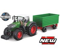KIT MODELLINO AGRICOLO BURAGO TRATTORE FENDT 1050 VARIO + 2 AXLE TRAILER 10cm