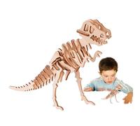 Kit modello di dinosauro 3D - Puzzle da assemblare da 60 g, costruzione in eco legno, gioco cerebrale interattivo con riconoscimento del colore | Giocattolo STEM educativo per l'apprendimento creativo