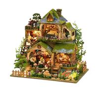 Kit modello in miniatura in legno fai-da-te Case delle bambole Casa 3D con mobili(A With Light)