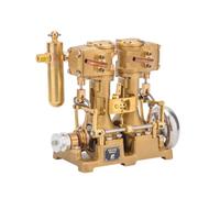 Kit modello motore a vapore - Mini motore alternativo doppio cilindro in linea per l'educazione fisica - Kit completo di costruzione con rotazione avanti e indietro
