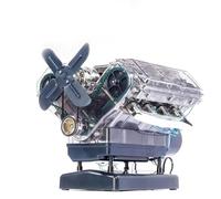 Kit modello motore V8, modello di motore per mini auto, oltre 200 componenti, inclusi candele, luci a LED e base sonora, modello didattico per esperimenti scientifici, per insegnanti