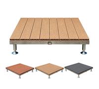 Kit Modulare per Terrazza Galleggiante, Piattaforma Rialzata in Composito | Terrazza da Patio Autoportante a Profilo Ribassato, Pavimentazione per Cortile, Prato, Giardino, Patio(Teak)