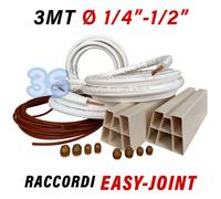 Kit montaggio condizionatore - 3 mt rame 1/4'' + 1/2'' con basi a pavimento