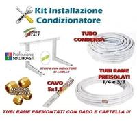 KIT MONTAGGIO CONDIZIONATORE 4 MT RAME 1/4-3/8 DA 7000 A 13000 BTU STAFFE PARETE