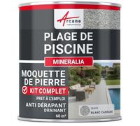 Kit moquette pietra piscina - Antiscivolo e drenante ad alta resistenza - 60 m² Bianco Carrara - ARCANE INDUSTRIES