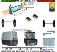 KIT MOTORE 220 V CANCELLO AUTOMATICO SCORREVOLE 6 Q 2 RADIOC FOTO FARO CREM 5 MT