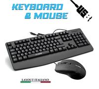 KIT MOUSE E TASTIERA USB CON FILO LAYOUT ITA MULTIMEDIALE CON POGGIAPOLSI