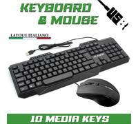 KIT MOUSE E TASTIERA USB CON FILO LAYOUT ITALIANO MULTIMEDIALE ALANTIK