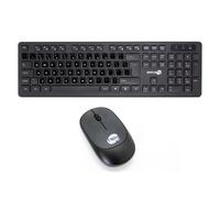 KIT MOUSE E TASTIERA WIRELESS CON ADESIVI LAYOUT INGLESE US QWERTY NERO M&K