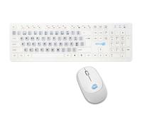 Kit Mouse E Tastiera Wireless Con Adesivi Layout Portoghese Pt Qwerty Bianco_