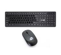 Kit Mouse E Tastiera Wireless Con Adesivi Layout Spagnolo Es Qwerty Nero M&k_