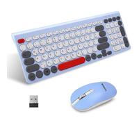 LeadsaiL, Set di mouse per tastiera senza fili, mouse e tastiera ergonomici, tastiera e mouse wireless per PC, layout tedesco QWERTZ, tasti silenziosi per tastiera e mouse, MacOS PC, laptop, colorato