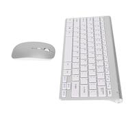 Kit Mouse Tastiera Wireless, Indicatore LED Carino Combinazione di Tasti Wireless Portatile a Risparmio Energetico Pulsante Silenzioso Compatto per la Casa (SILVER)