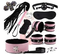 Kit multifunzionale da 9 pezzi per yoga con cinghie per mani e piedi, imbracatura regolabile in nylon foderata in pile rosa
