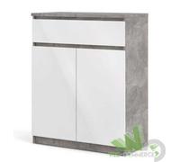 KIT MULTIUSO MOBILE 2 ANTE + 1 CASSETTO NAIA 77x50x111 cm BUFFET UFFICIO CEMENTO
