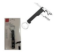 Kit multiuso - strumento versatile con cavatappi, apriscatole e coltello. Ideale per il campeggio e l'uso quotidiano, in acciaio inox e design compatto.