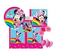 Kit n.49 addobbi compleanno Minnie Rainbow Make-Me Smile con fluffy e palloncini per feste a tema del personaggio che da sempre conquista il cuore di ogni bambina