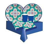 Kit n.78 coordinato per feste a tema Boho vibes maioliche addobbi chic per compleanno motivo multicolore con maiolica