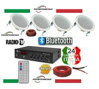 KIT N2 AUDIO FILODIFFUSIONE BLUETOOTH+USB+RADIO FM+TELECOMANDO+4CASSE DA INCASSO