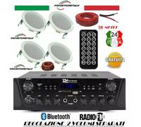 KIT N5 AUDIO FILODIFFUSIONE BLUETOOTH+USB+RADIO FM+TELECOMANDO+4CASSE DA INCASSO