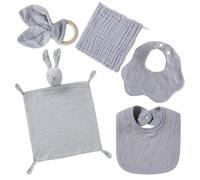 Kit Neonato Regali Neonati Doudou per Neonati Set Nascita, Set da 5 Pezzi,Kit Neonato Regali Neonati Doudou per Neonati Set Nascita, Set da 5 Pezzi, Articoli per Il Bagnetto (Grigio)