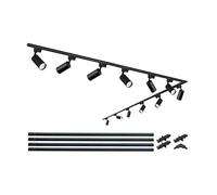 Kit nero di Teste e Binari Illuminati, 20W 3000K Bianco Caldo, LED Track Lights Plug-in compatibile con sistema binario Tipo H, Binari da 4x1 m, Faretto Moderno per Illuminazione d'Accento