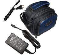 Kit: Nero Nylon Custodia E Adattatore AC Per sony Handycam Dcr Serie Videocamere