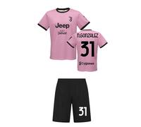 Kit Nico Gonzalez Juventus 26/27 ufficiale Away Maglia Pantaloncini Rosa